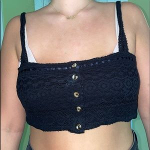 Urban outfitters black lace crop top